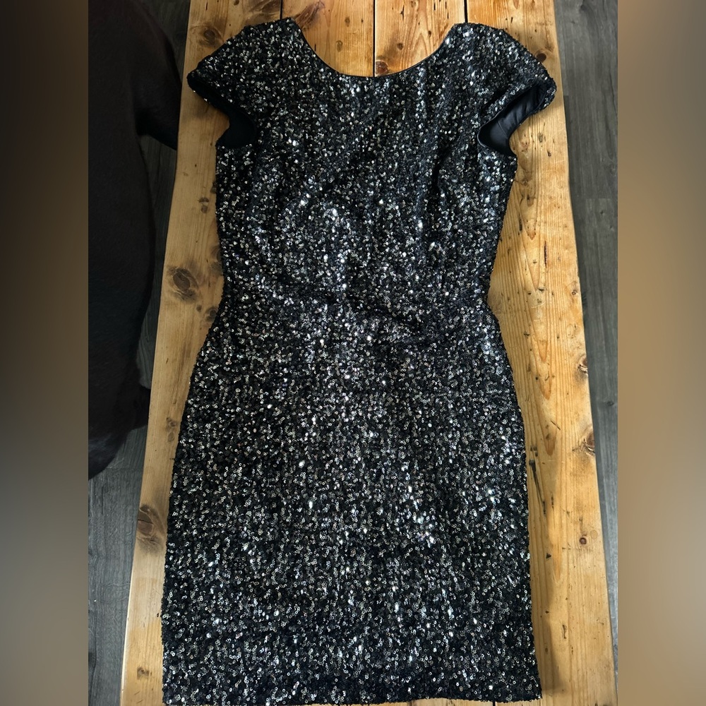 Dress the Population Black Sequin Off-Shoulder Mini Dress